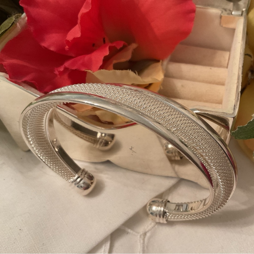 Elegant Silver Mesh Cuff Bracelet